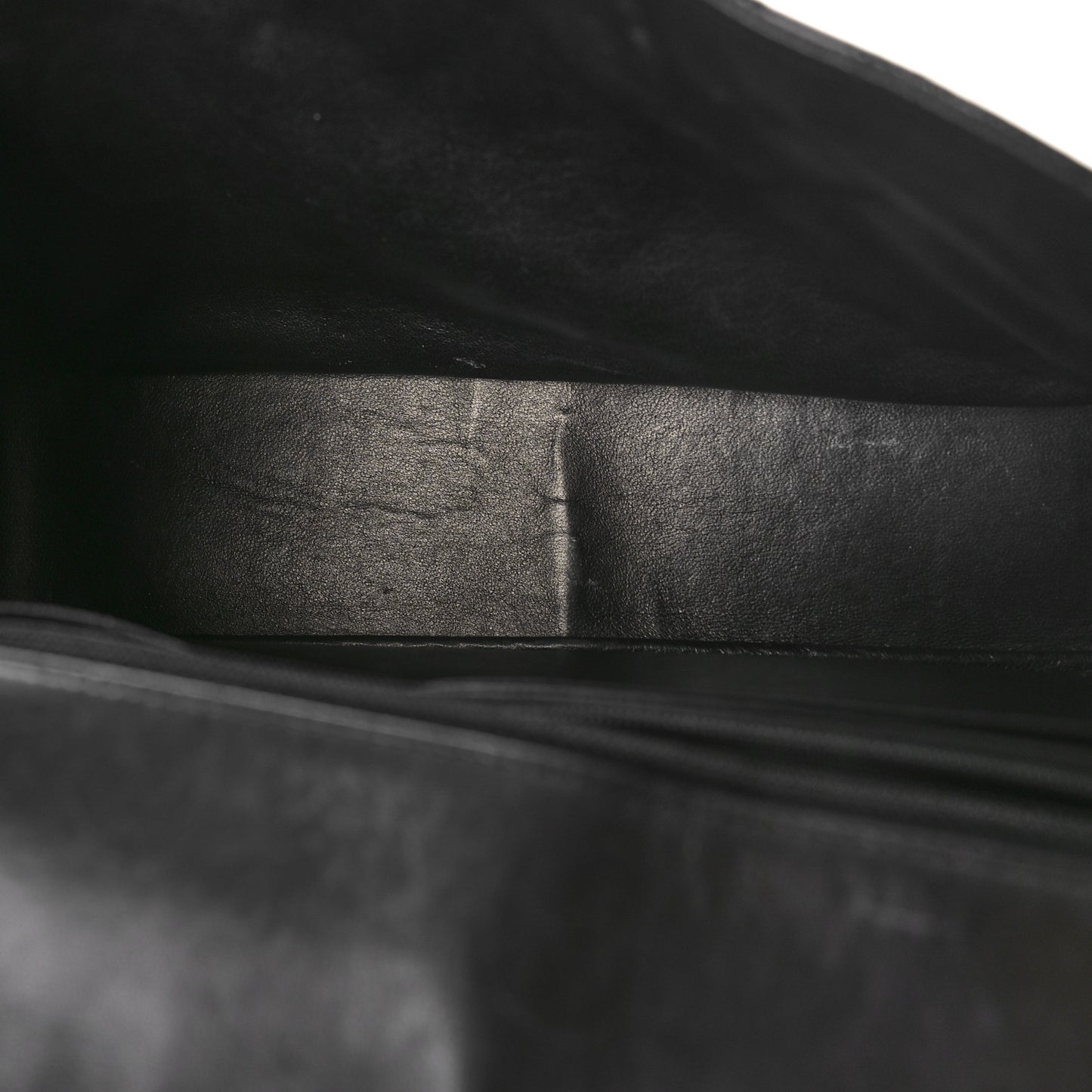 Distressed Patent Quilted Jumbo Single Flap Black
