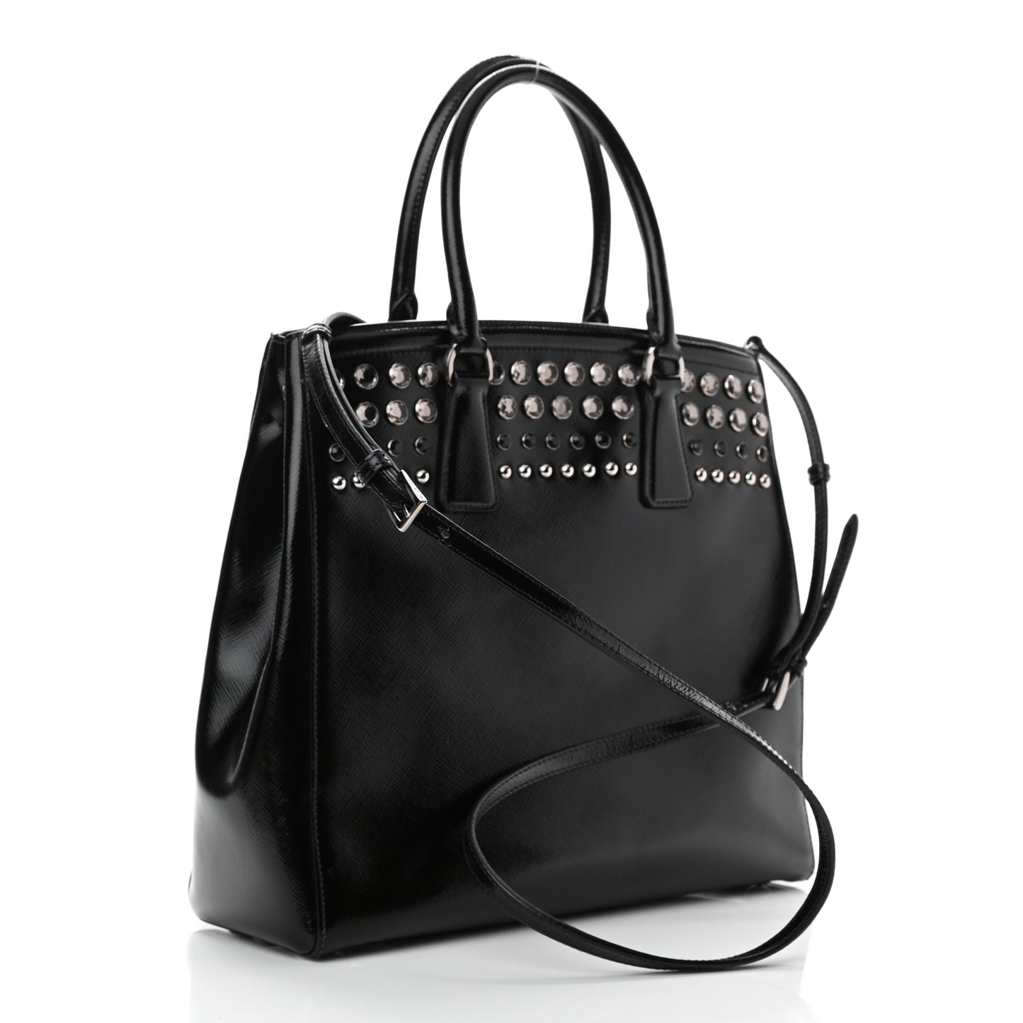 Saffiano Vernice Crystal Bag Black