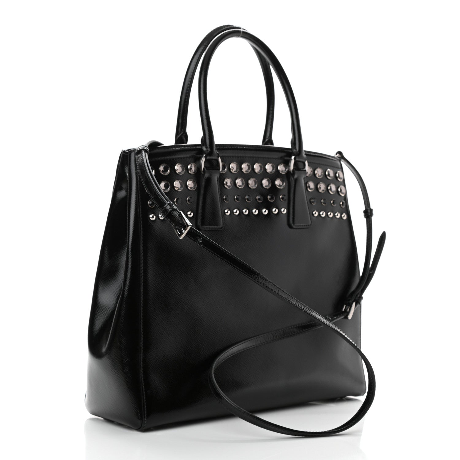 Prada Saffiano Vernice Crystal Bag Black 2 of 8