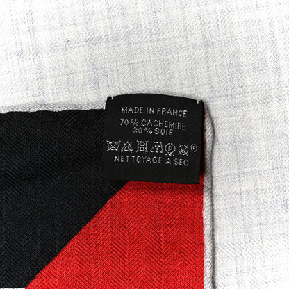 Hermes Cashmere Silk Encadre H Passant Giant Scarf 140 Gris Chien Rouge Black 2 of 4