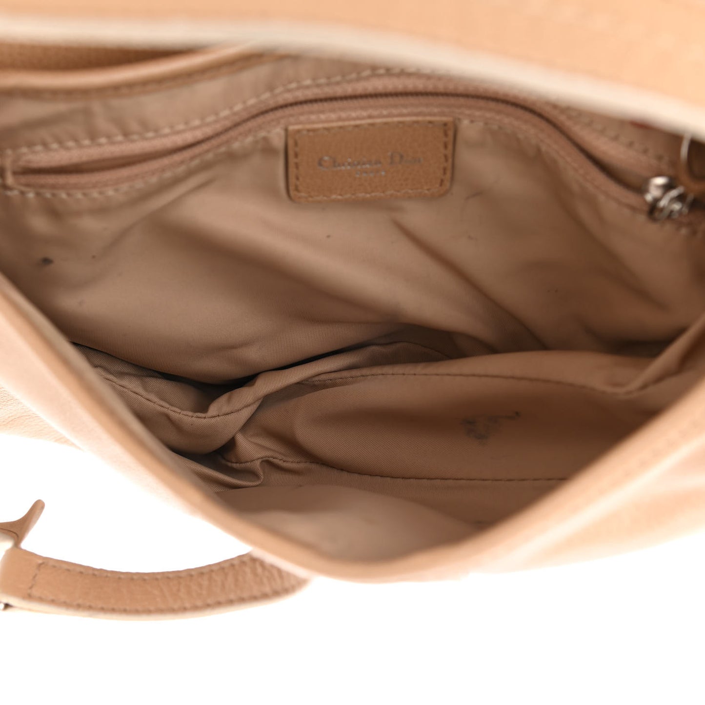 Grained Calfskin Saddle Bag Beige
