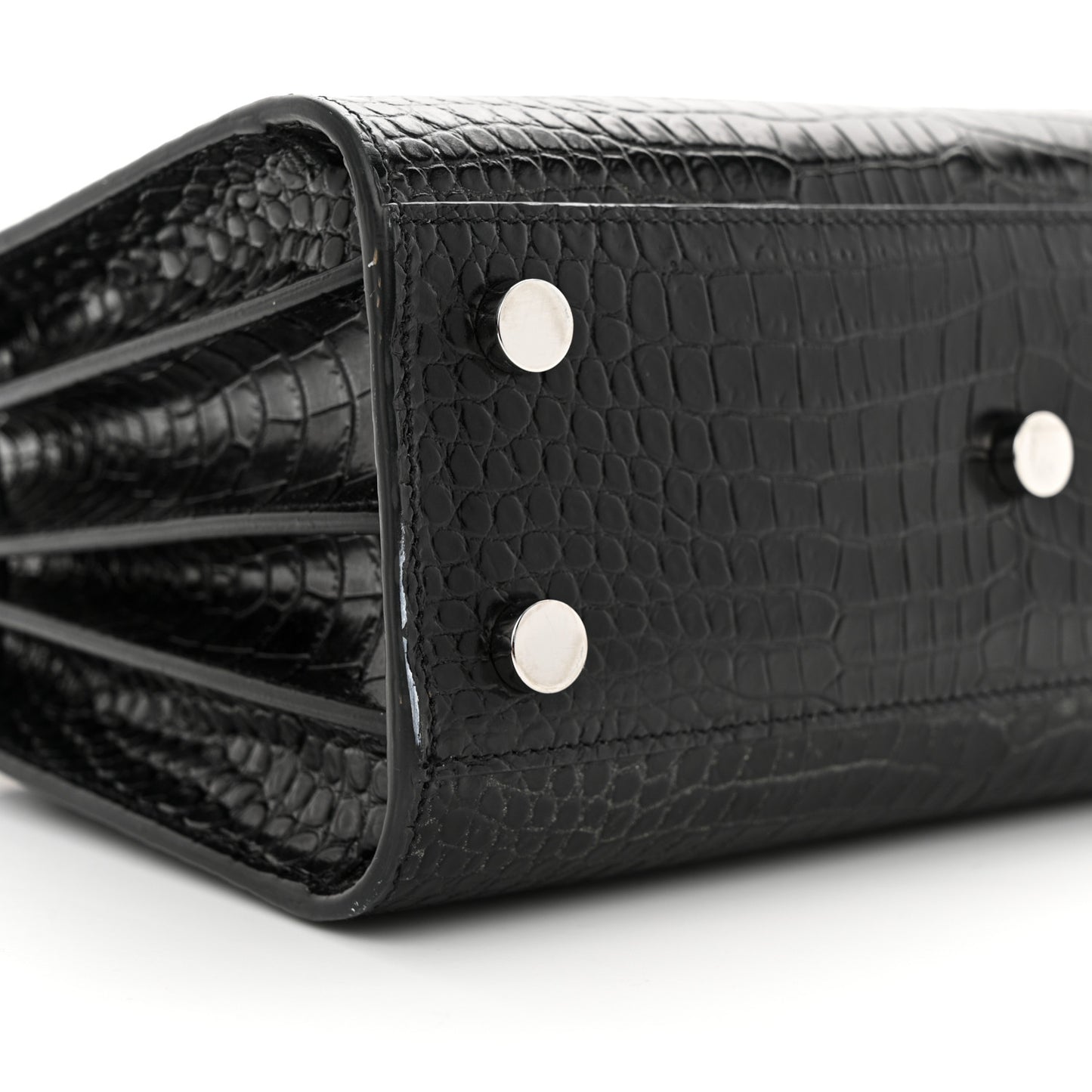 Calfskin Crocodile Embossed Nano Sac De Jour Black