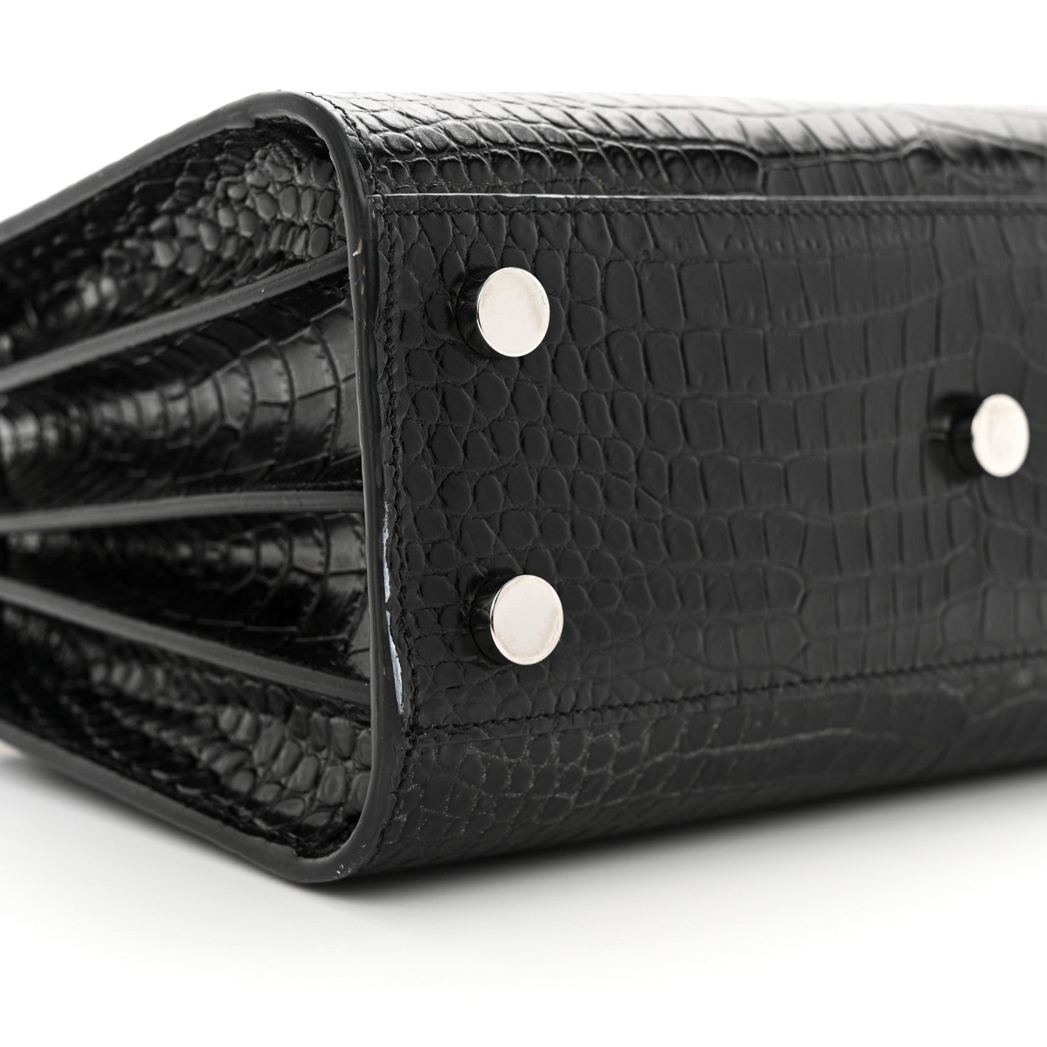 Saint Laurent Calfskin Crocodile Embossed Nano Sac De Jour Black 9 of 15