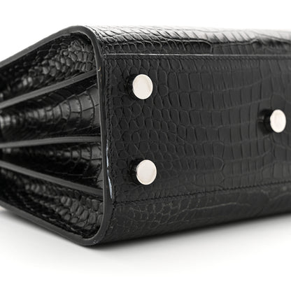 Saint Laurent Calfskin Crocodile Embossed Nano Sac De Jour Black 9 of 15