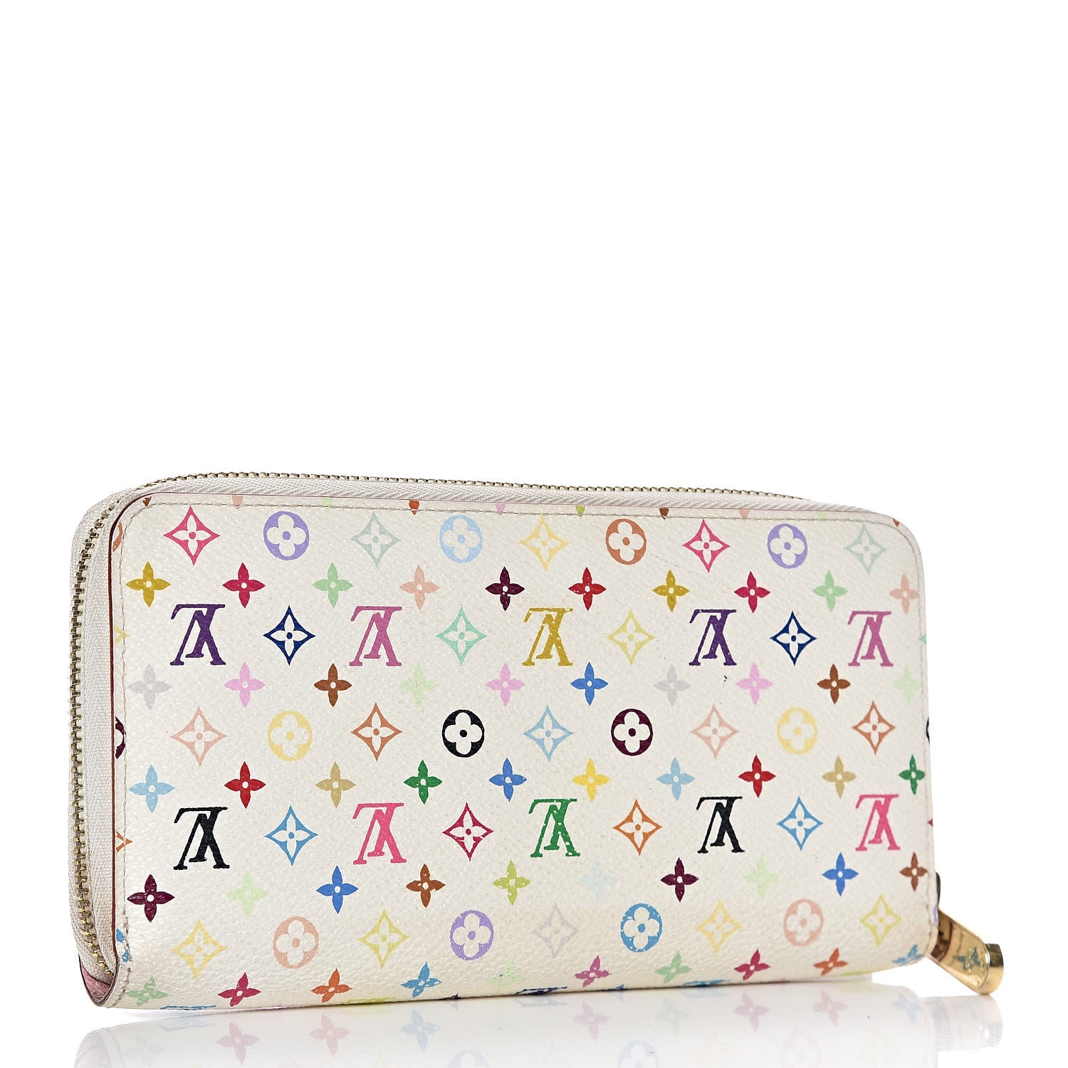 Louis Vuitton Monogram Multicolor Zippy Wallet White Litchi 3 of 9