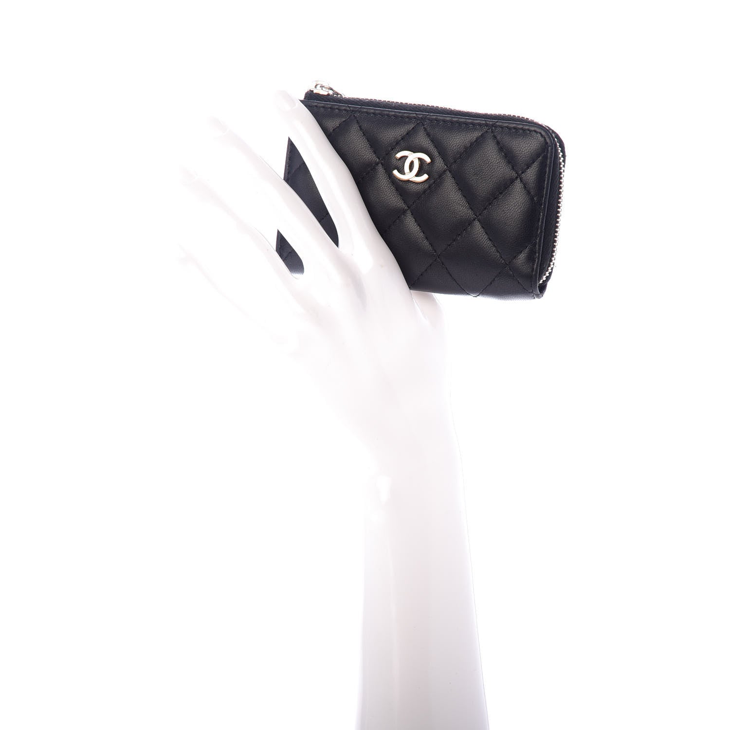 Chanel Lambskin Quilted Key Holder Case Black 3 of 8
