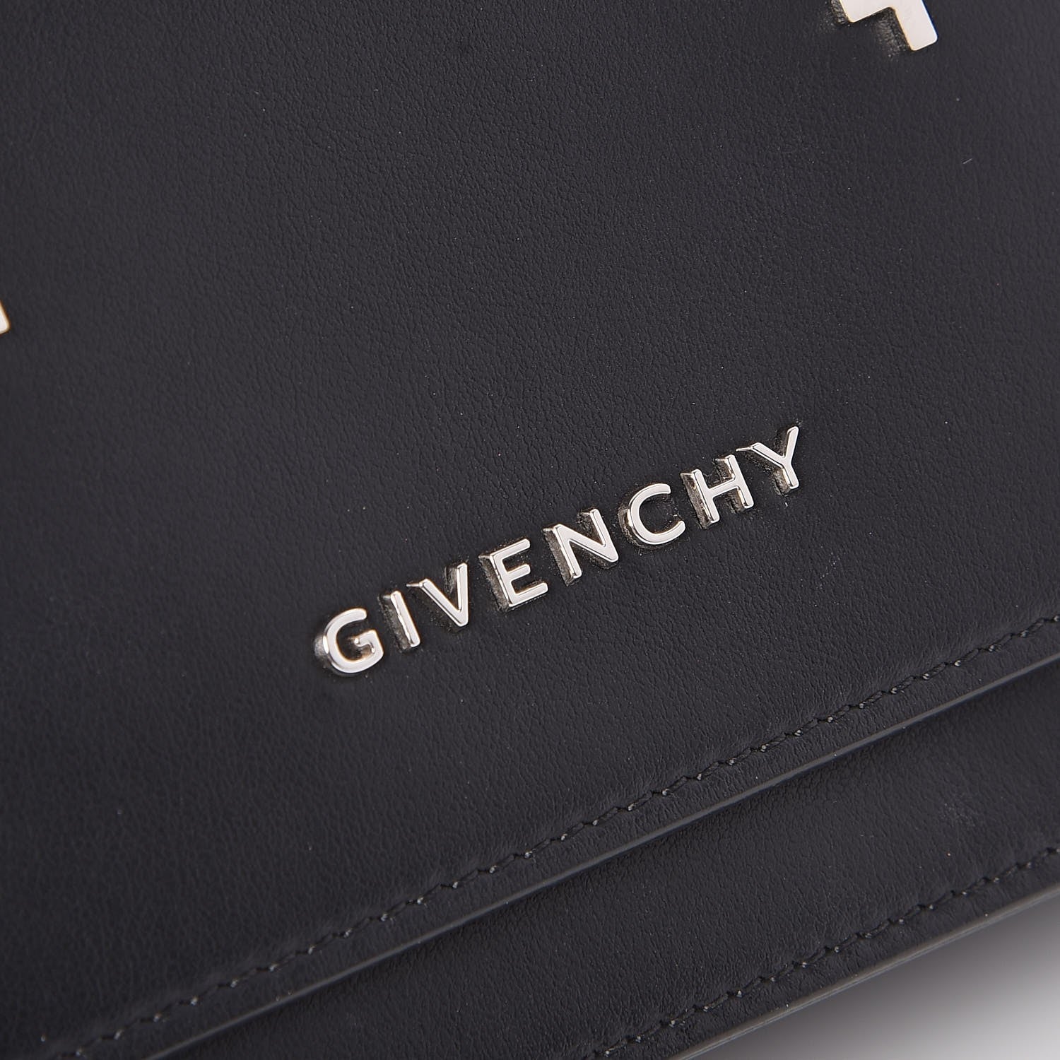 Givenchy Calfskin Cross Embellished Pandora Chain Wallet Black 8 of 8