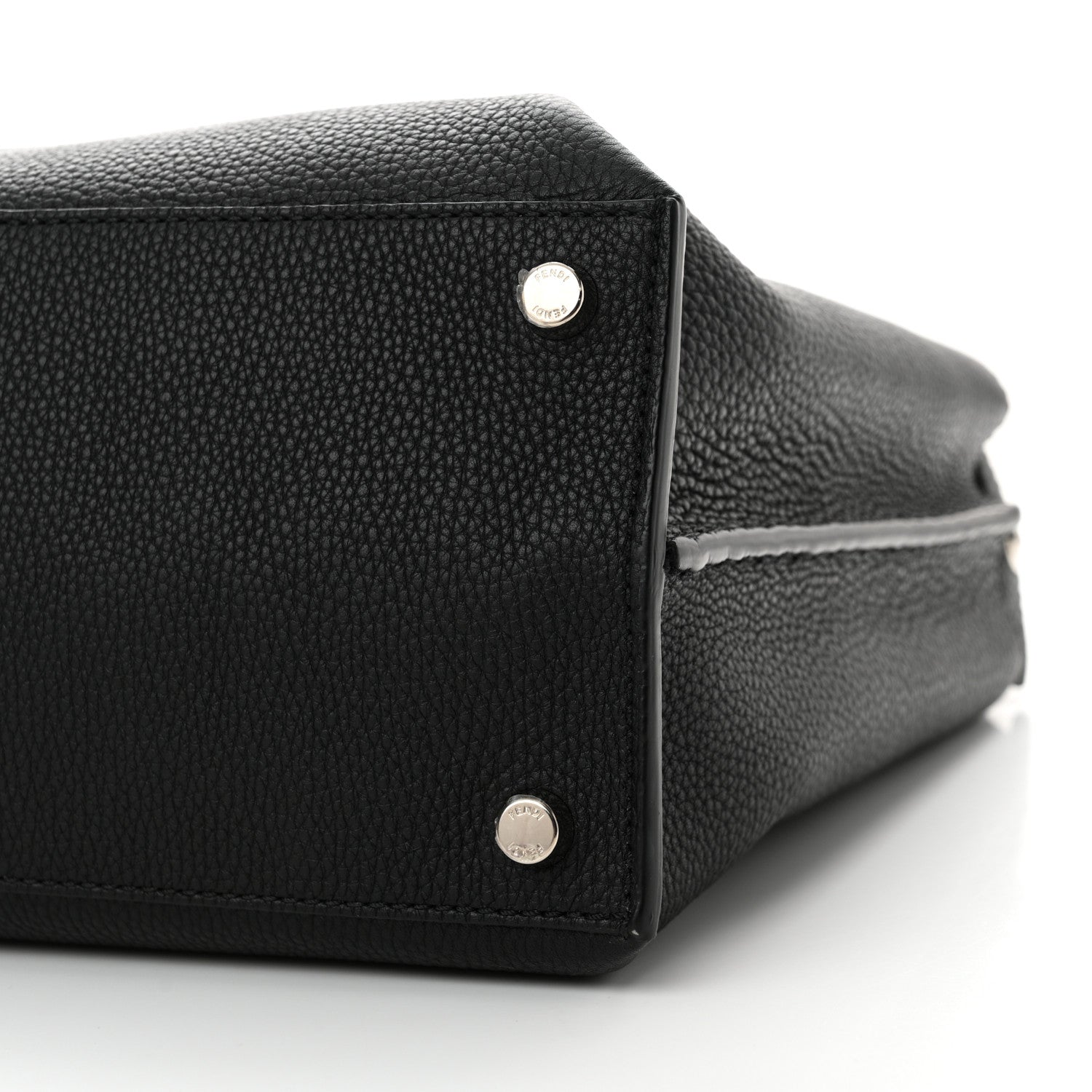 Fendi Cuoio Romano Selleria Vitello Grace Glazed Fabric FF 1974 Large Peekaboo Iconic Essential Satchel Black 10 of 10