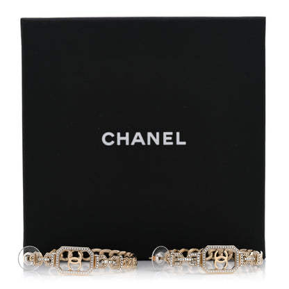 Chanel Crystal CC Vendome Hoop Earrings Gold 5 of 5