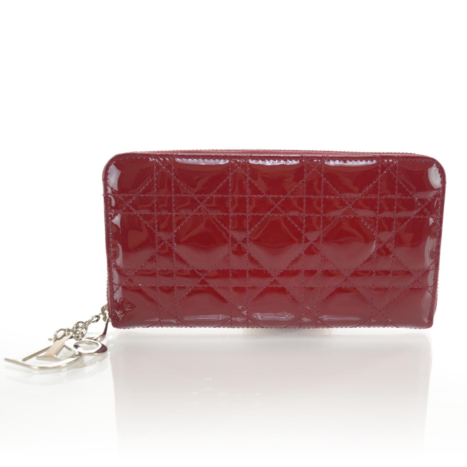 Christian Dior Patent Cannage Lady Dior Continental Wallet Red 1 of 7