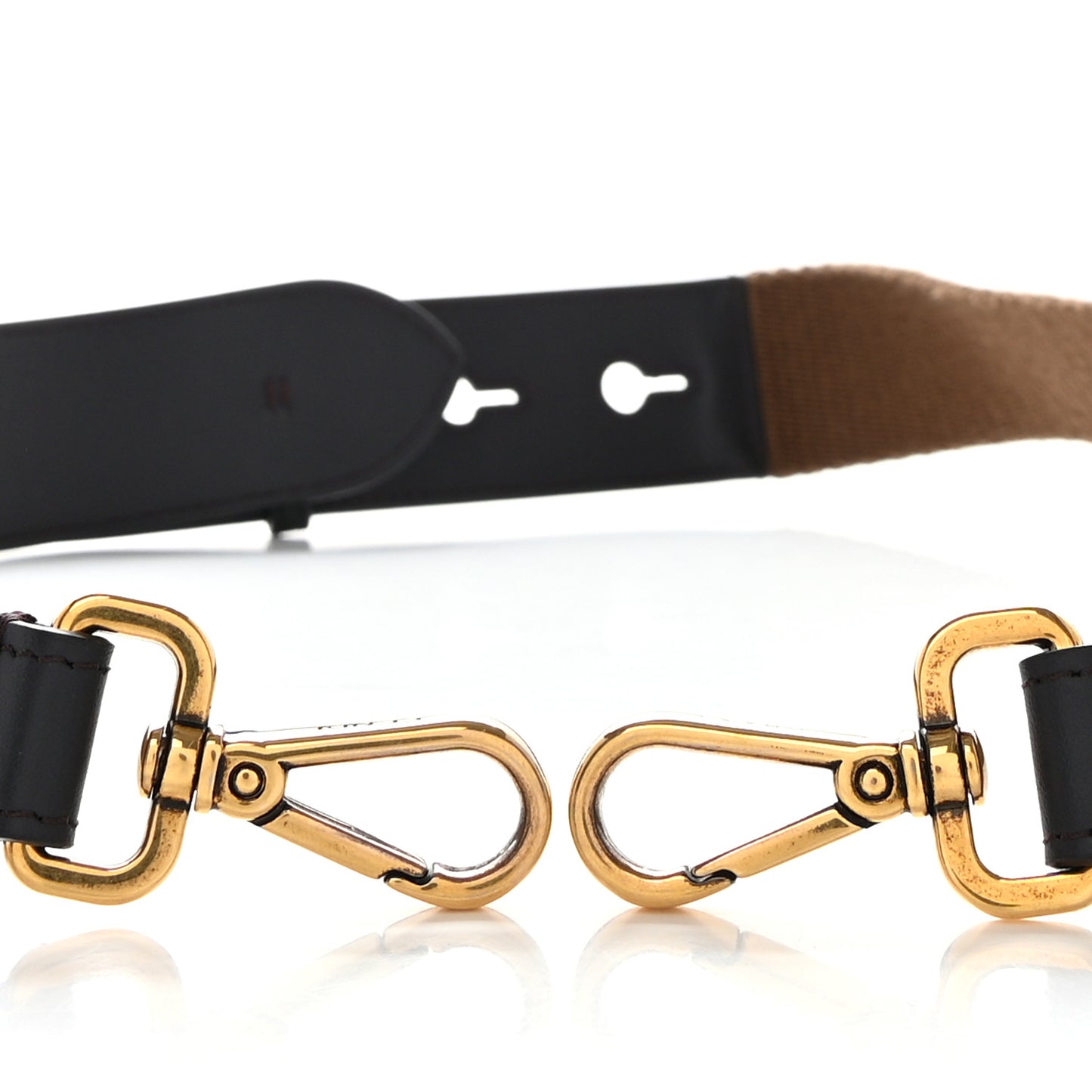 Ribbon Vitello Century FF 1974 Flat Studded Strap You Fango Marrone Ebano
