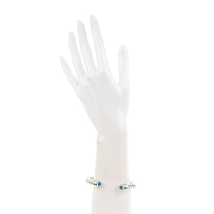 David Yurman Sterling Silver 14K Yellow Gold Blue Topaz 7mm Cable Classics Bracelet 2 of 5
