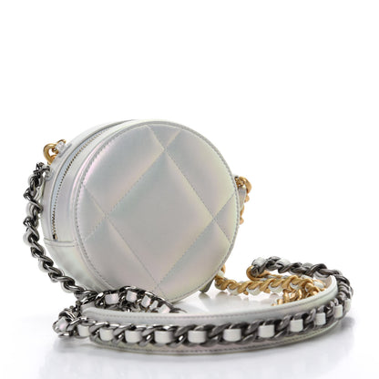 Chanel Iridescent Calfskin Quilted 19 Round Clutch With Chain White 3 of 10