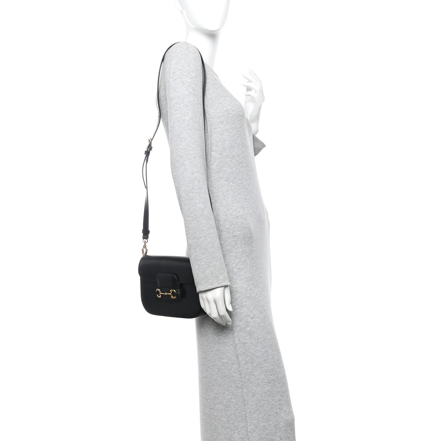 Gucci Azalea Calfskin Web Mini Horsebit 1955 Shoulder Bag Black 2 of 12