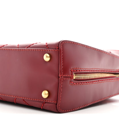 Chanel Calfskin Contrast Stitch Small Surpique Bowler Red 12 of 14
