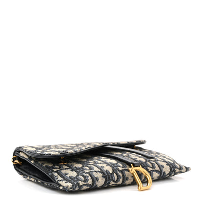 Christian Dior Oblique Saddle Chain Long Wallet Blue 4 of 10