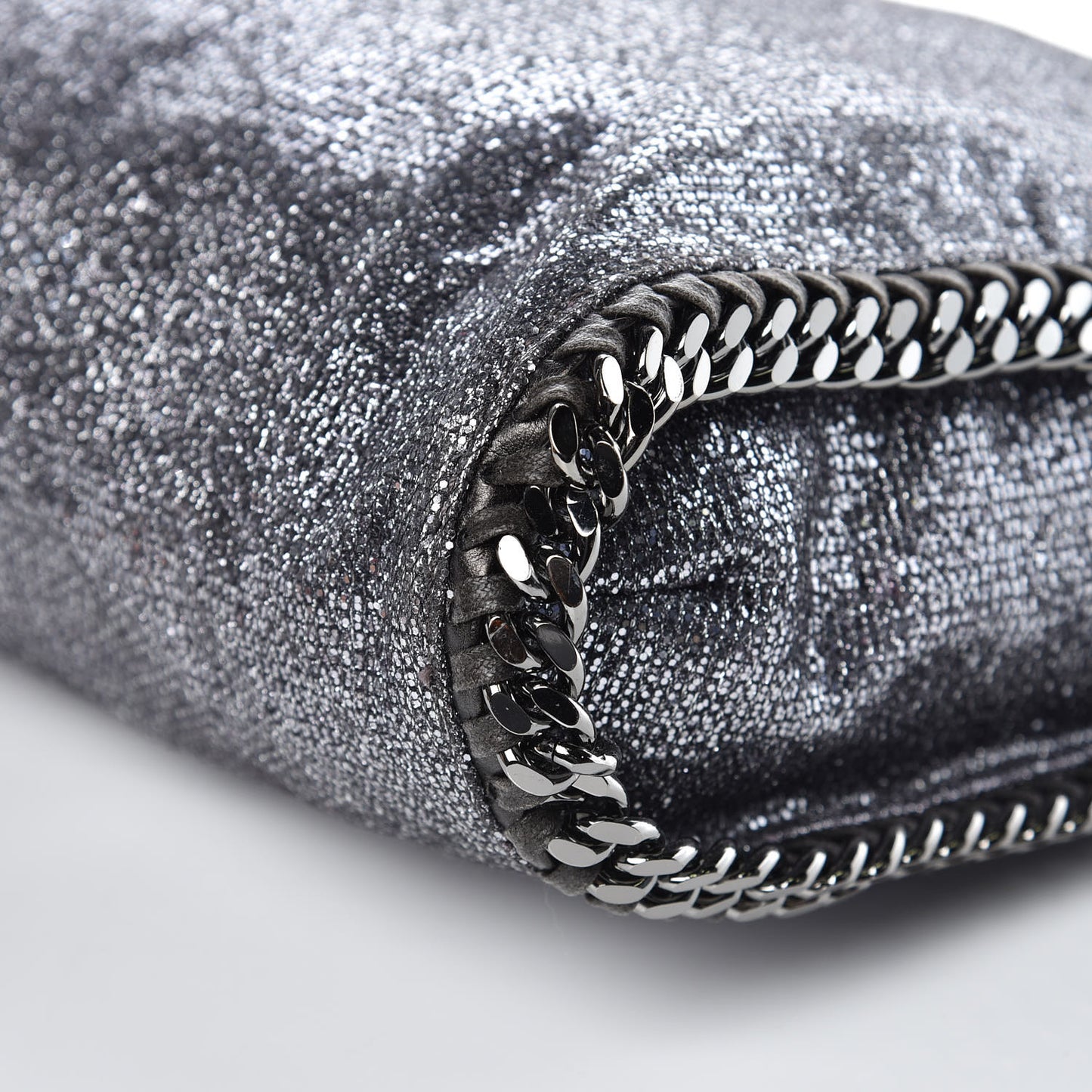 Metallic Glitter Small Falabella Tote Silver