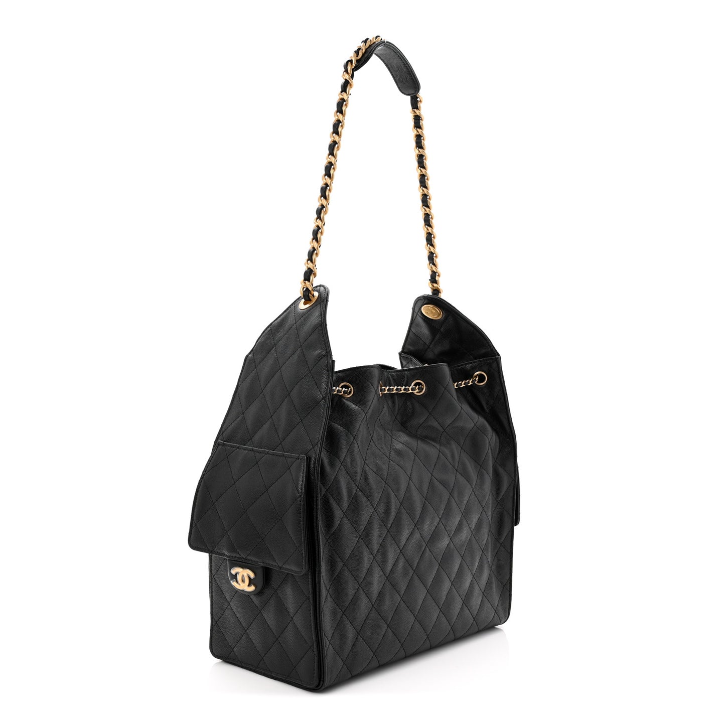 Caviar Quilted Medium Chanel 25 Handbag Black