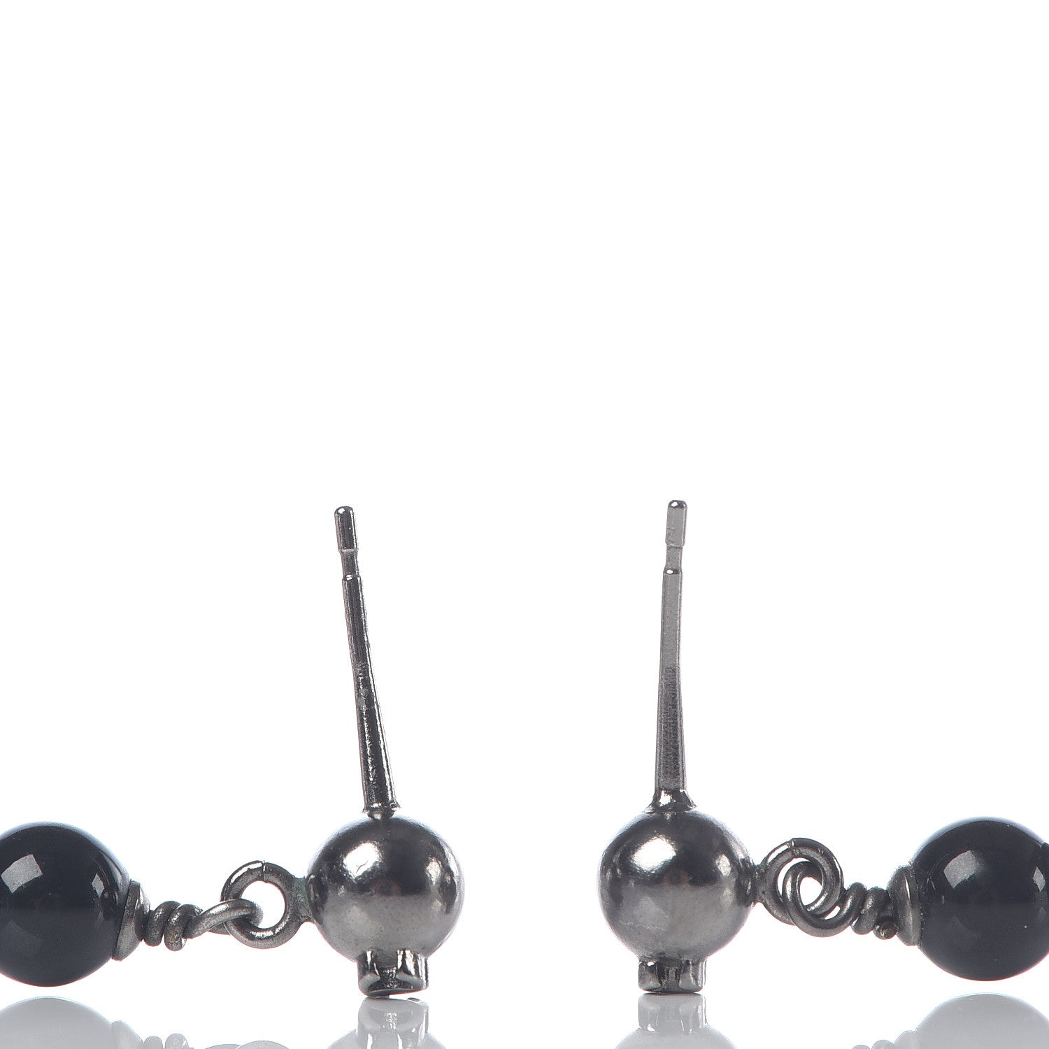 Chanel Ruthenium Pearl CC Drop Earrings Grey 3 of 4