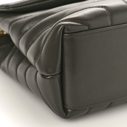 Saint Laurent Calfskin Y Quilted Monogram Small Loulou Chain Satchel Grey Khaki 7 of 8