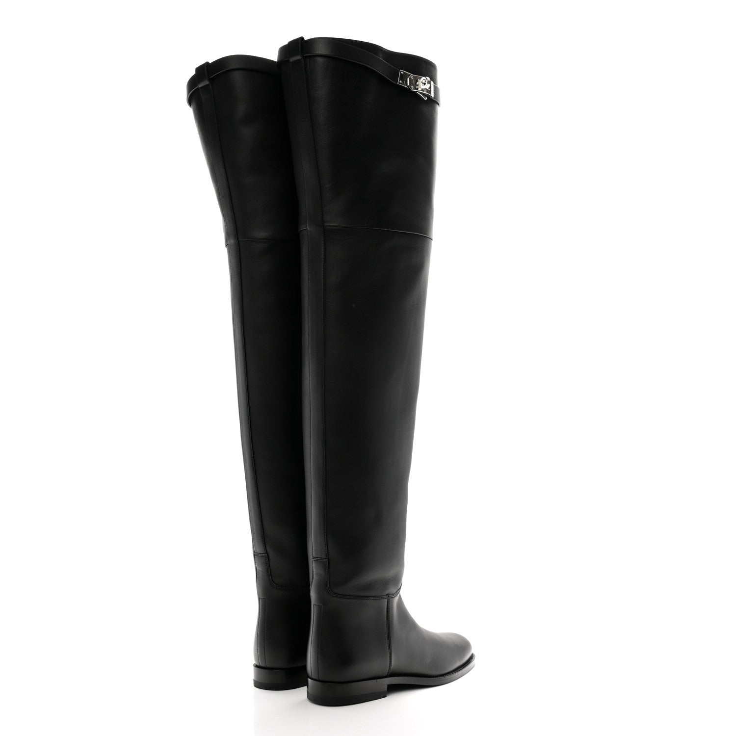 Hermes Calfskin High Boots 37 Black 4 of 8