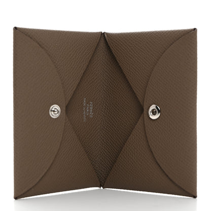 Hermes Epsom Calvi Card Case Etoupe 5 of 7
