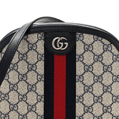 Gucci GG Supreme Monogram Textured Dollar Calfskin Web Small Ophidia Dome Shoulder Bag Beige Blue 8 of 11