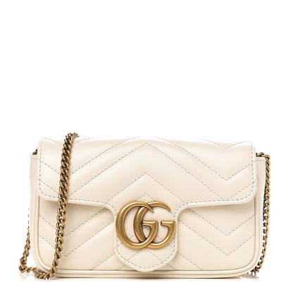 Gucci Calfskin Matelasse Super Mini GG Marmont Shoulder Bag White 1 of 10