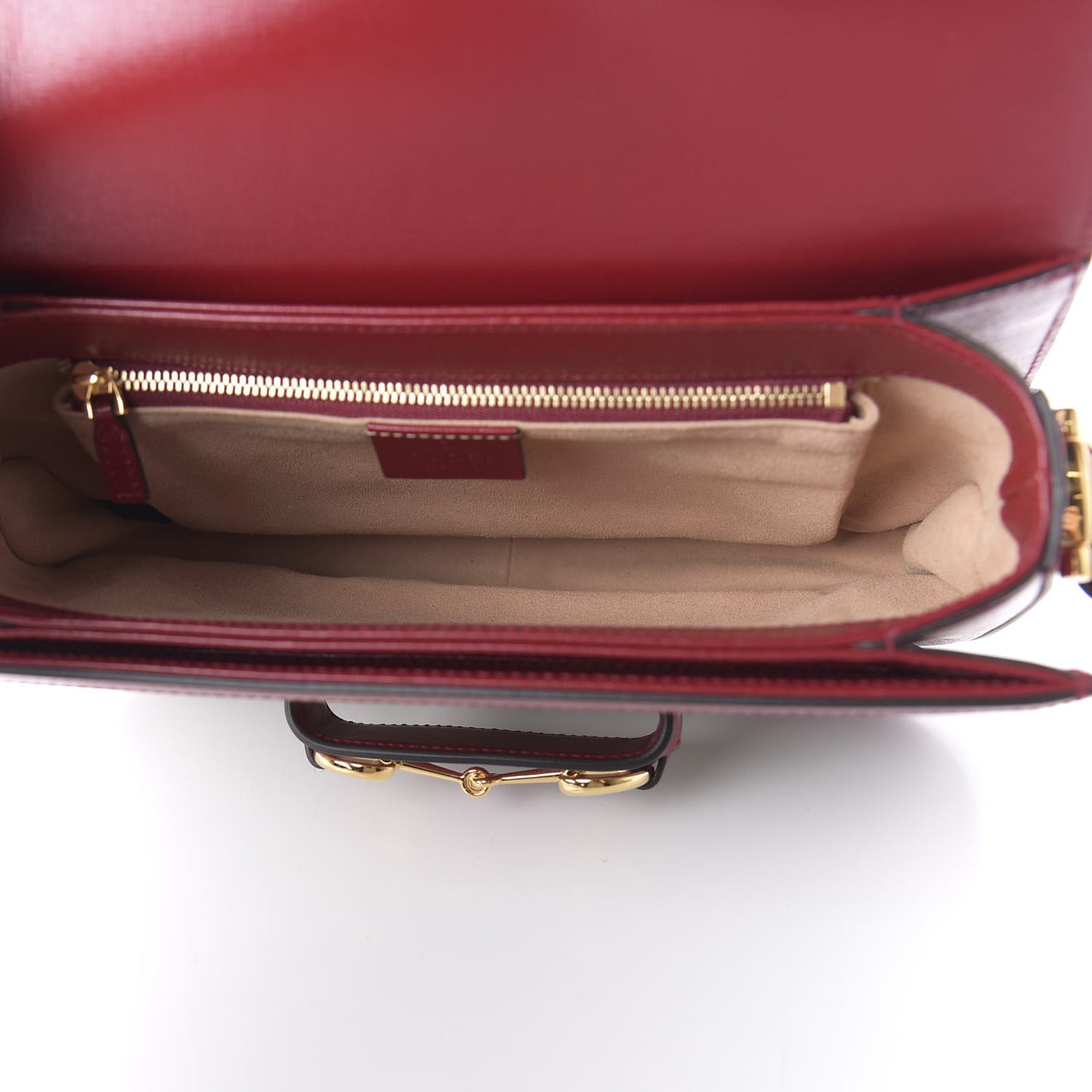 GG Supreme Monogram Azalea Calfskin Horsebit 1955 Shoulder Bag Beige Ebony New Cherry Red