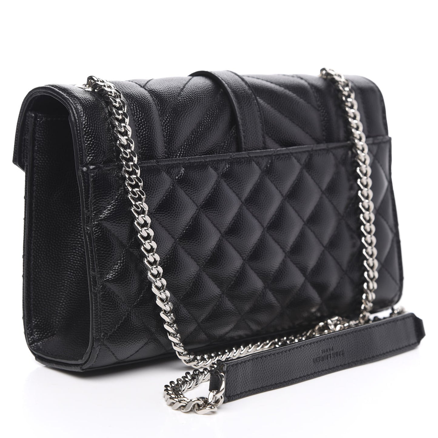 Grain De Poudre Textured Mixed Matelasse Triquilt Small Monogram Satchel Black