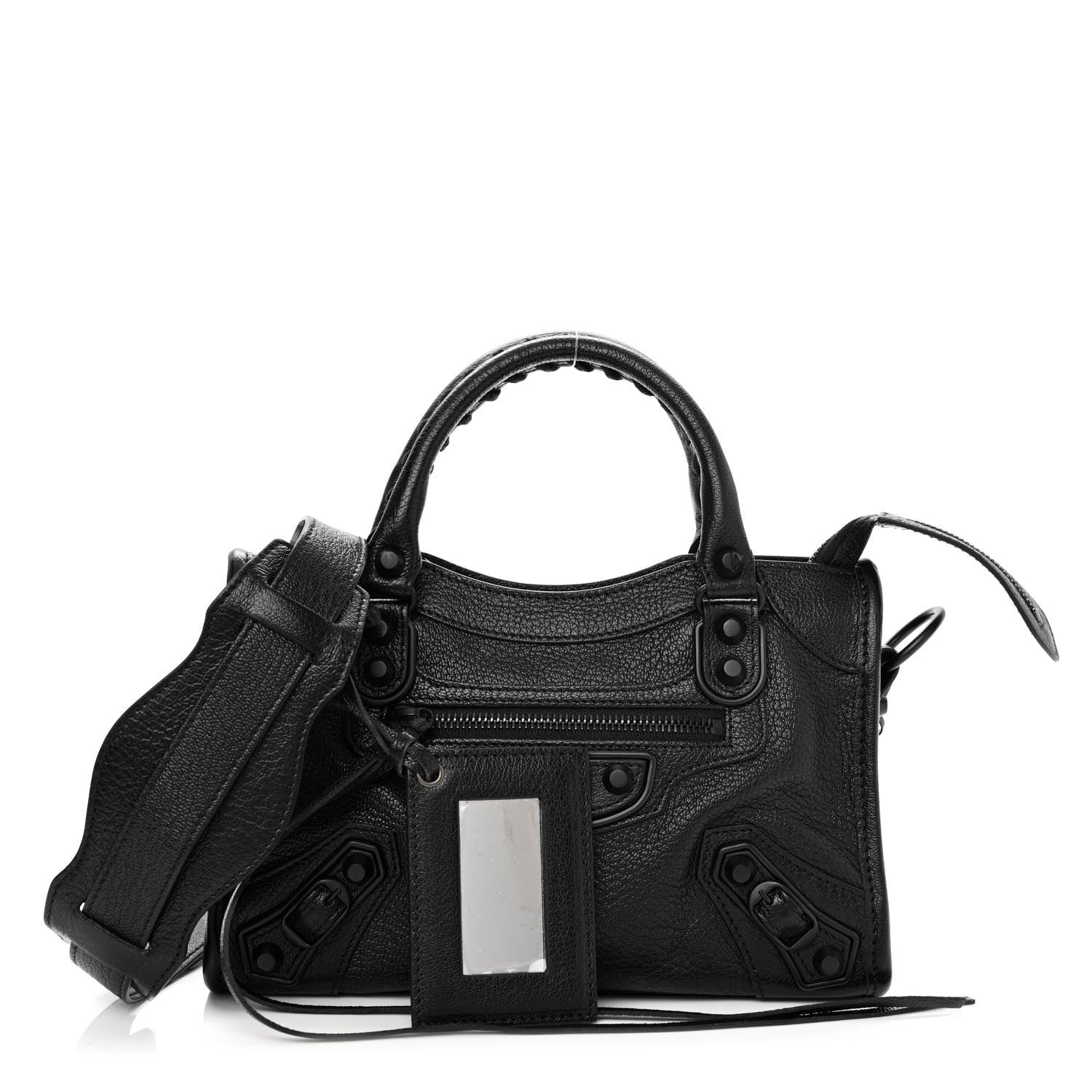 Balenciaga Shiny Goatskin Matte Black Metallic Edge Hardware Mini City Black 1 of 8
