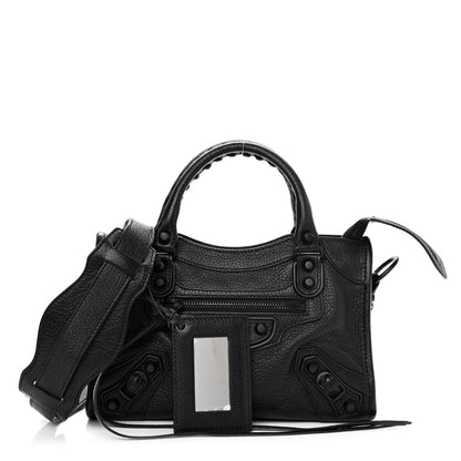 Balenciaga Shiny Goatskin Matte Black Metallic Edge Hardware Mini City Black 1 of 8