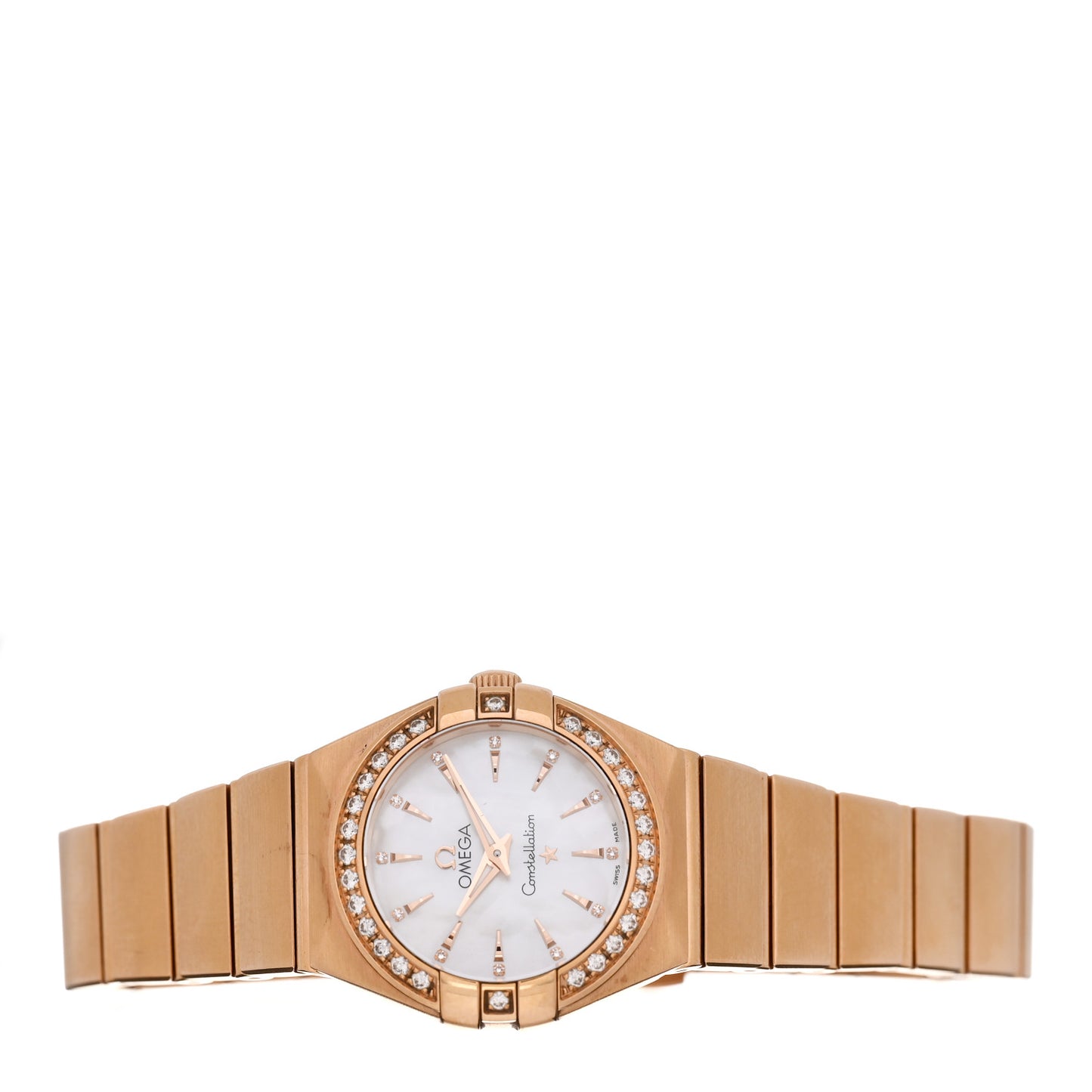 18K Red Gold Diamond Bezel Mother of Pearl 27mm Constellation Quartz Watch 123.55.24.60.55.004