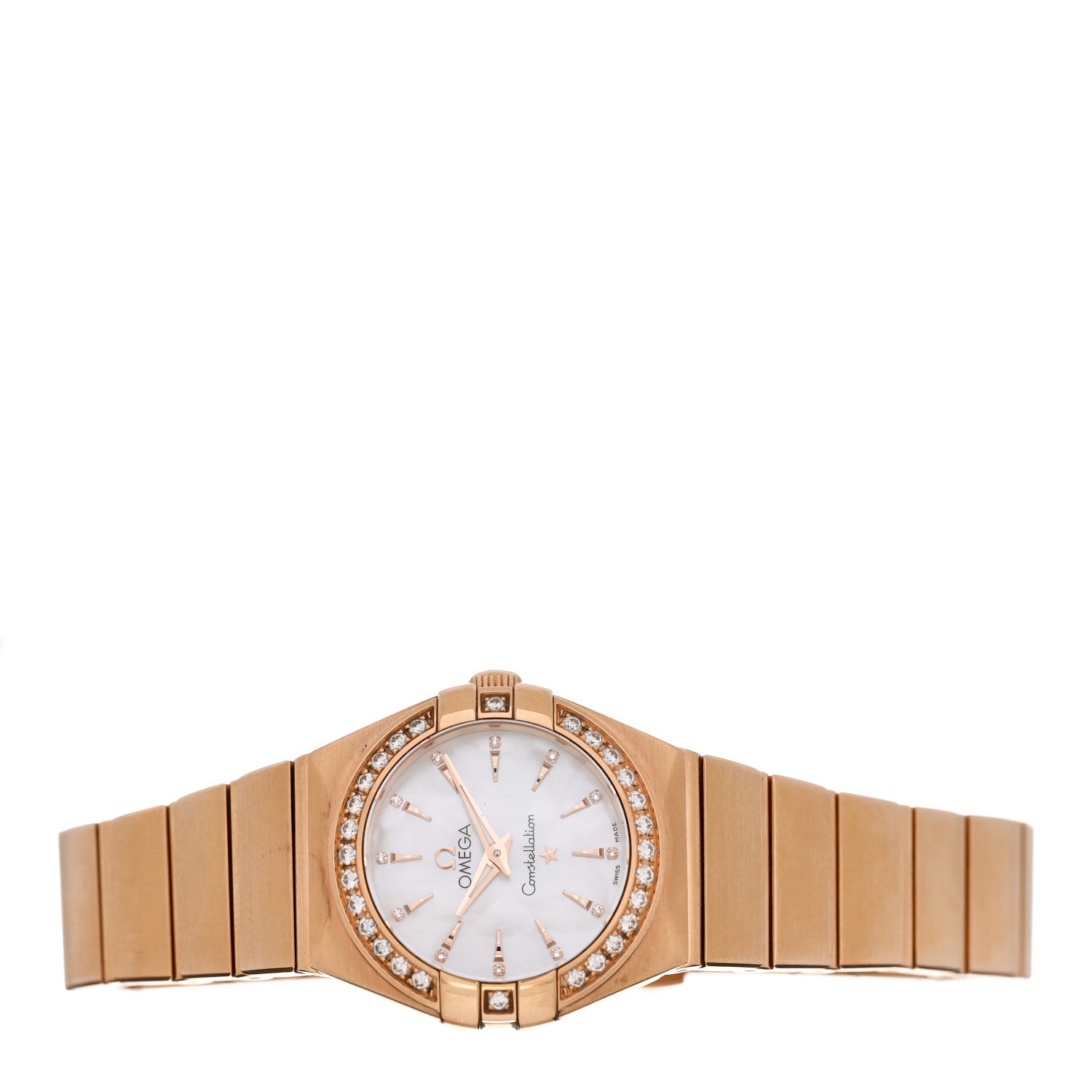 Omega 18K Red Gold Diamond Bezel Mother of Pearl 27mm Constellation Quartz Watch 123.55.24.60.55.004 2 of 4