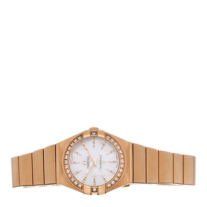 Omega 18K Red Gold Diamond Bezel Mother of Pearl 27mm Constellation Quartz Watch 123.55.24.60.55.004 2 of 4