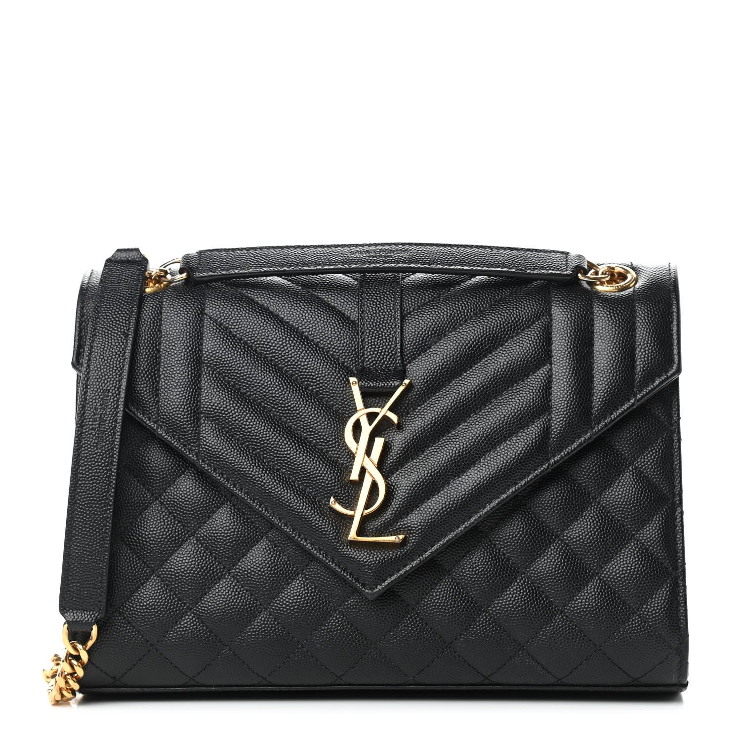 Saint Laurent Grain De Poudre Textured Mixed Matelasse Triquilt Medium Monogram Satchel Black 1 of 10