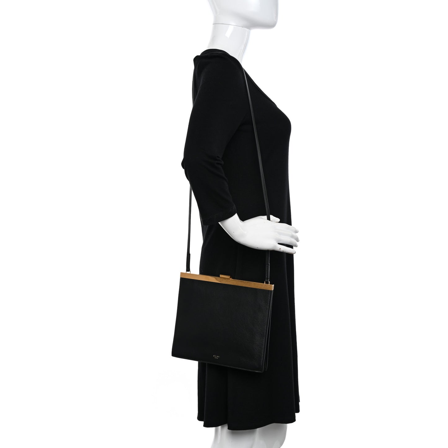 Smooth Calfskin Mini Clasp Bag Black