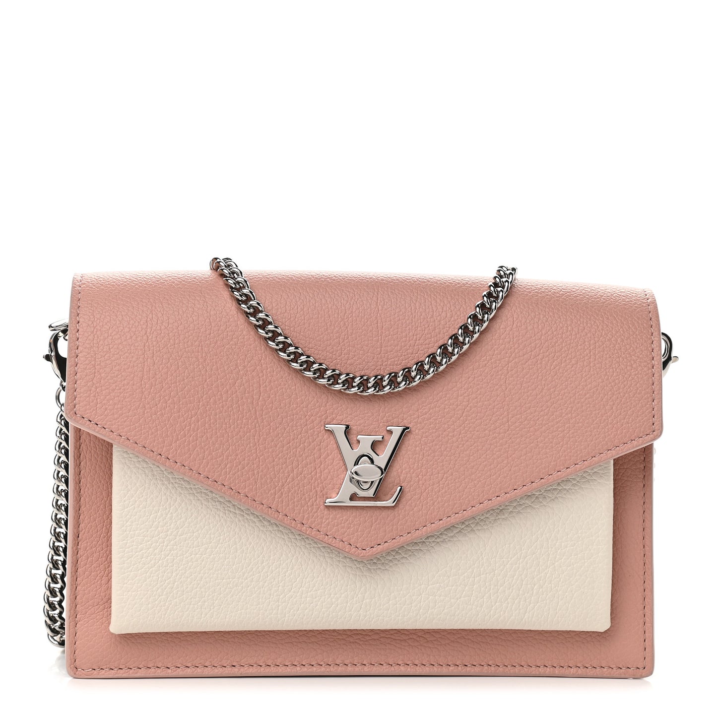 Calfskin My Lockme Chain Pochette Rose Ballet White