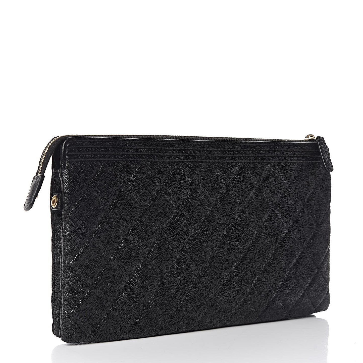 Caviar Quilted Small Zipped Boy Pouch Black