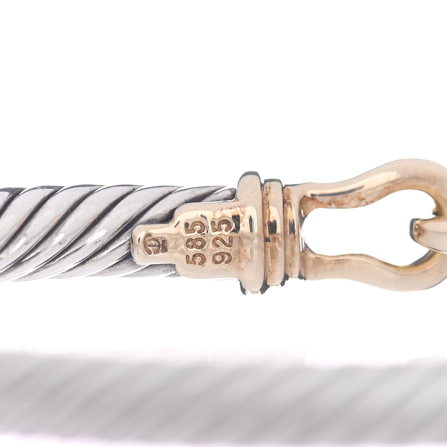 Sterling Silver 14K Yellow Gold 5mm Cable Classic Buckle Bracelet
