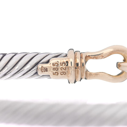 David Yurman Sterling Silver 14K Yellow Gold 5mm Cable Classic Buckle Bracelet 4 of 4
