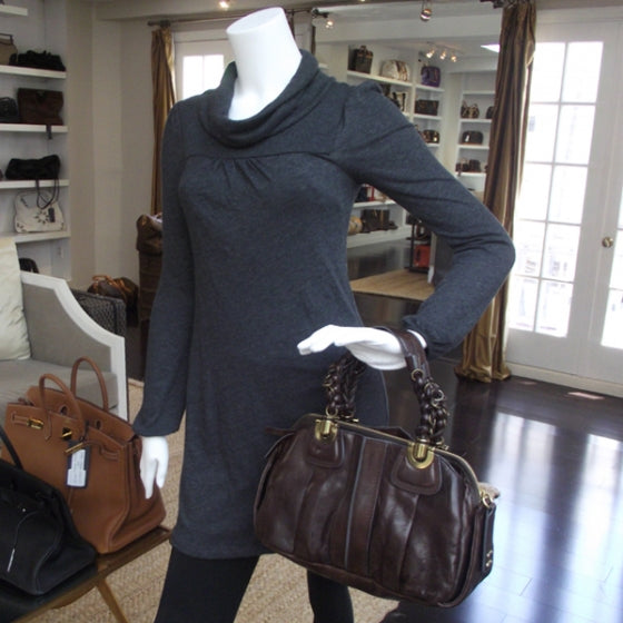 Chloe Leather Heloise Satchel Chocolate 2 of 12