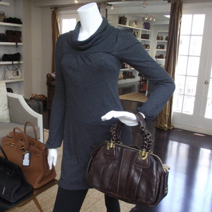 Chloe Leather Heloise Satchel Chocolate 2 of 12