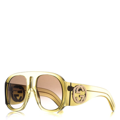 Gucci Oversized Aviator Sunglasses GG0152S Yellow 1 of 6