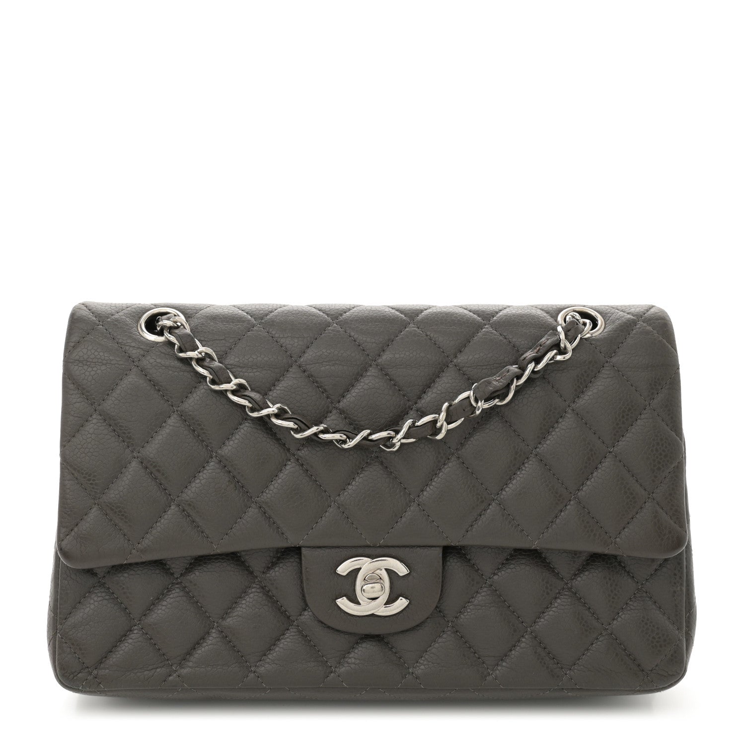 Chanel Caviar Quilted Medium Double Flap Dark Grey 1 of 14