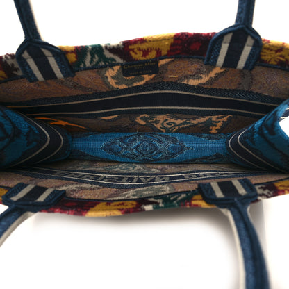 Christian Dior Canvas Embroidered Paisley Medium Book Tote Blue Multicolor 5 of 11