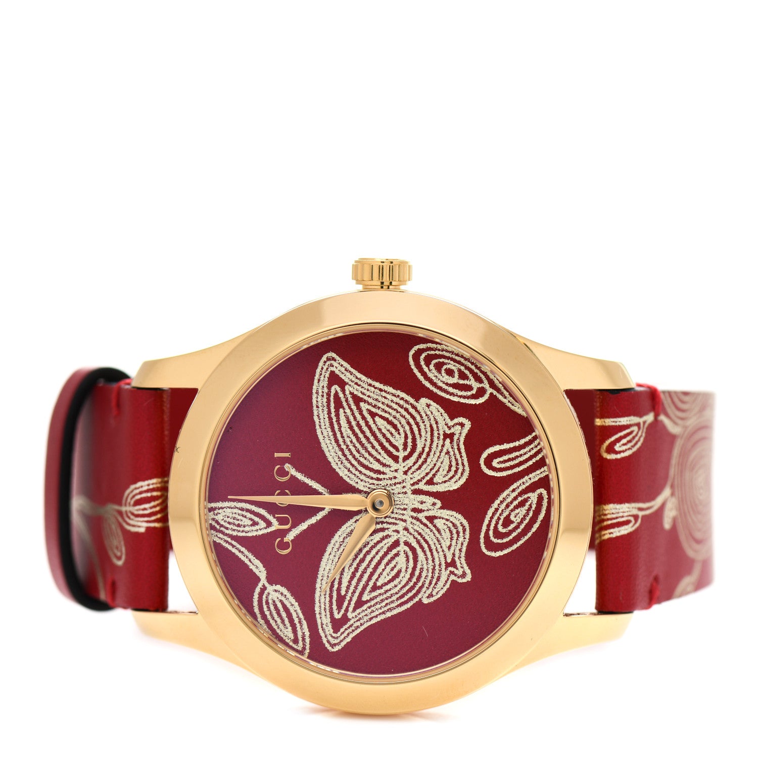 Gucci Stainless Steel Calfskin 38mm G-Timeless Butterfly Quartz Watch Red 2 of 5
