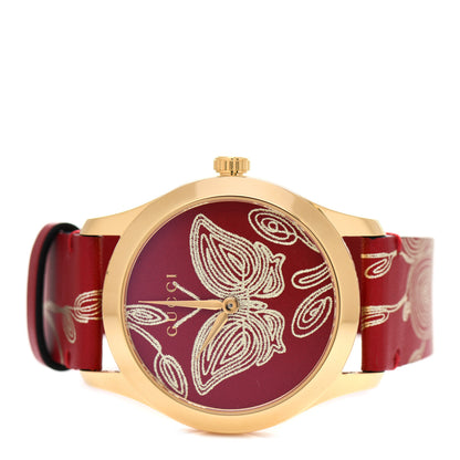 Gucci Stainless Steel Calfskin 38mm G-Timeless Butterfly Quartz Watch Red 2 of 5