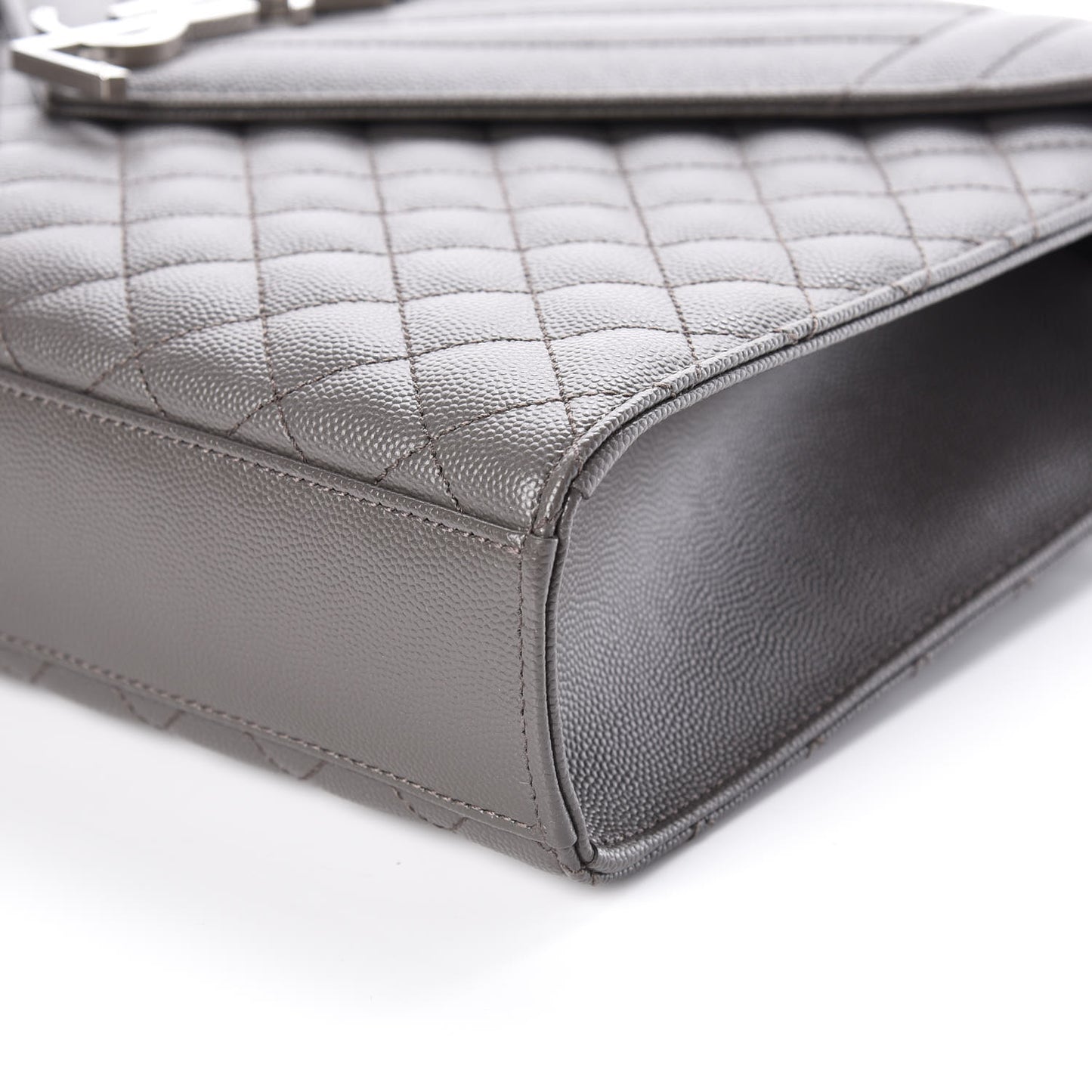 Grain De Poudre Textured Mixed Matelasse Large Triquilt Monogram Satchel Earth