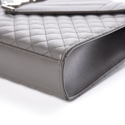 Saint Laurent Grain De Poudre Textured Mixed Matelasse Large Triquilt Monogram Satchel Earth 6 of 8